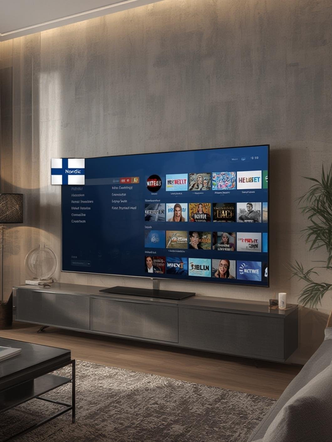 IPTV-sovellus ruudulla, jossa näytetään kanavien valikoima.